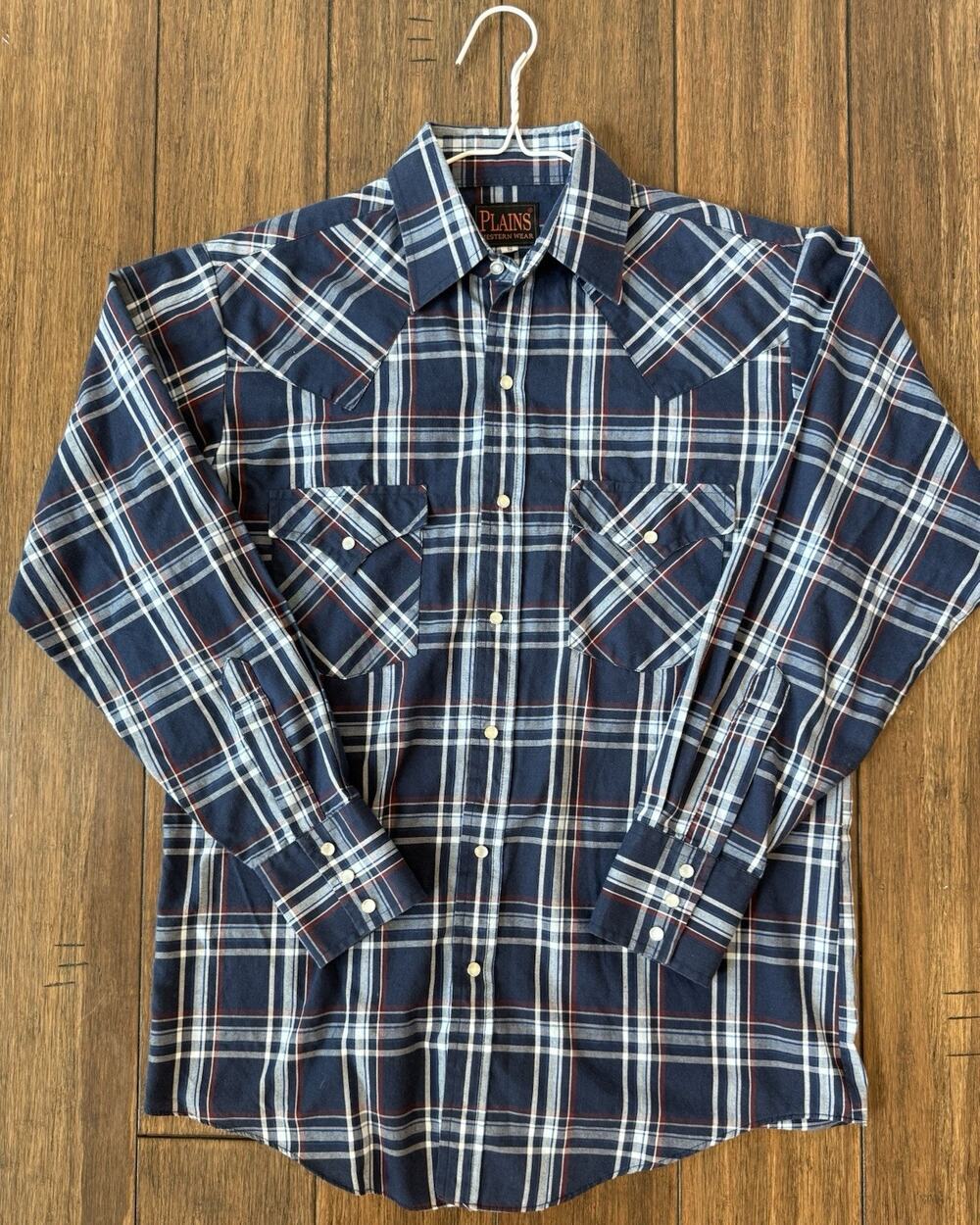 Plains Western Wear Pearl Snap Shirt Size Small